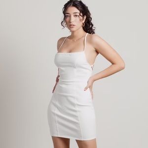 White Halter Bodycon Dress Denim